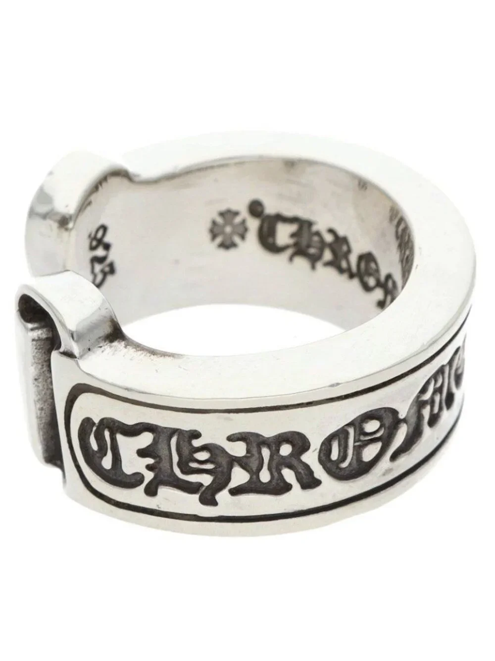 Chrome Hearts LG Scroll Label Large Silver Ring